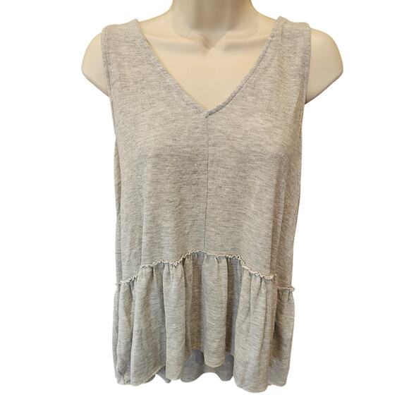 NWT soprano Nordstrom S grey cut out back v neck tank top flowy summer stretch - Picture 2 of 7